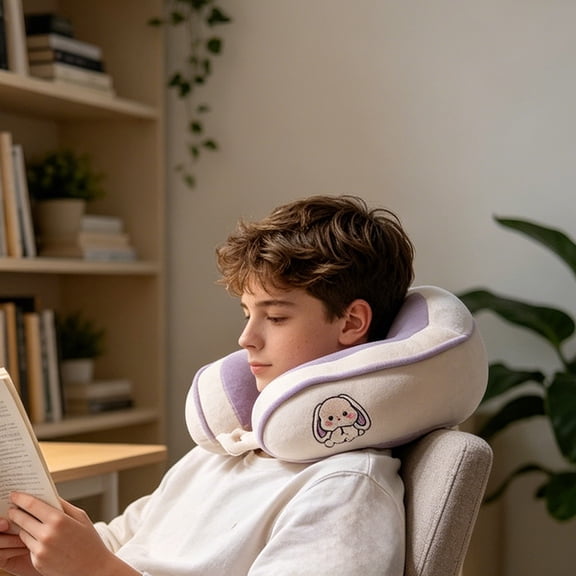 Gumesh U Shaped Travel Neck Pillow, Soft Plush Pillow for Sleeping, Skin Friendly, Breathable with Anti Releasing Buckle, Great for Office Nap
