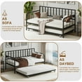 thumbnail image 3 of Twin Daybed with Trundle Metal Frame, Space Saving Sofa Bed with Heavy Duty Slats Support, No Box Spring Needed for Living Room Bedroom Guest Room, Black, 3 of 9