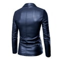thumbnail image 2 of UFOUND Men Blazers Suit Jackets Casual Solid Color Leather Blazers Slim Lapel Collar Pocket Suit Coat, 2 of 3