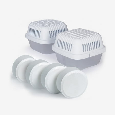 Humydry Pack of 2 15.9 oz. dehumidifying devices and 4 unscented 15.9 oz. moisture-absorbing tablet replacements
