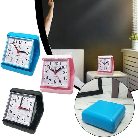 DESIGNICE Quartz Travel Alarm Clock with Case Holiday Travelling Travel Clock image