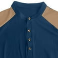 thumbnail image 4 of HomeDM Men's Henley Button Down Shirts, Color Block Short Sleeve Casual Basic Tee Summer Lightweight T Shirts, Navy, 4 of 7