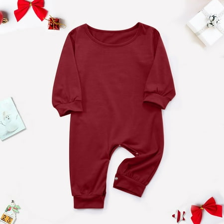 

Christmas Matching Pajamas for Family Sets Solid Color Christmas Pajamas Set Long Sleeve Top and Pants Family Christmas Sleepwear Baby