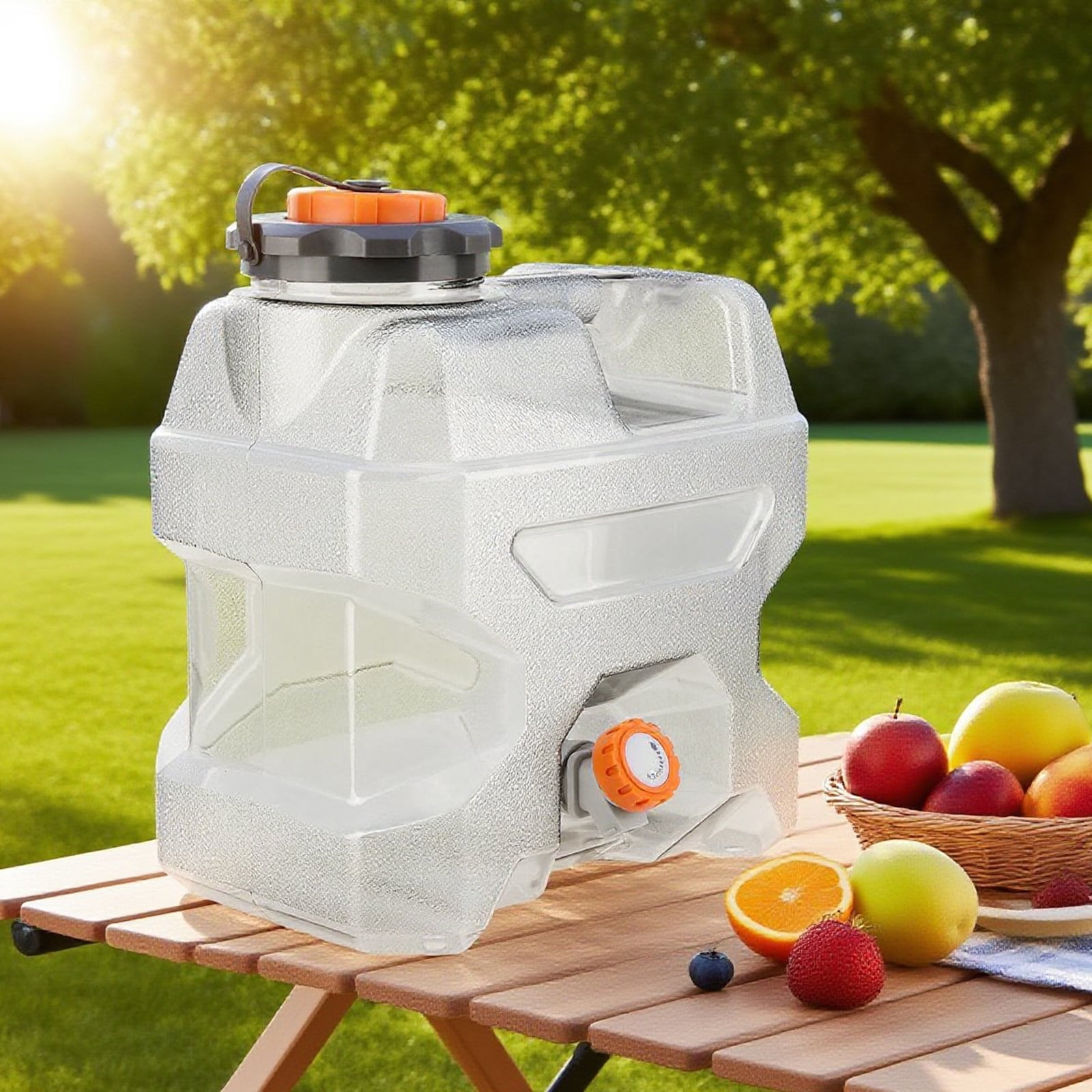 HUISZJ 3.2Gal Water Tank, Transparent Gray Water Jug, Emergency Portable Water Container for Outdoor Hiking Camping