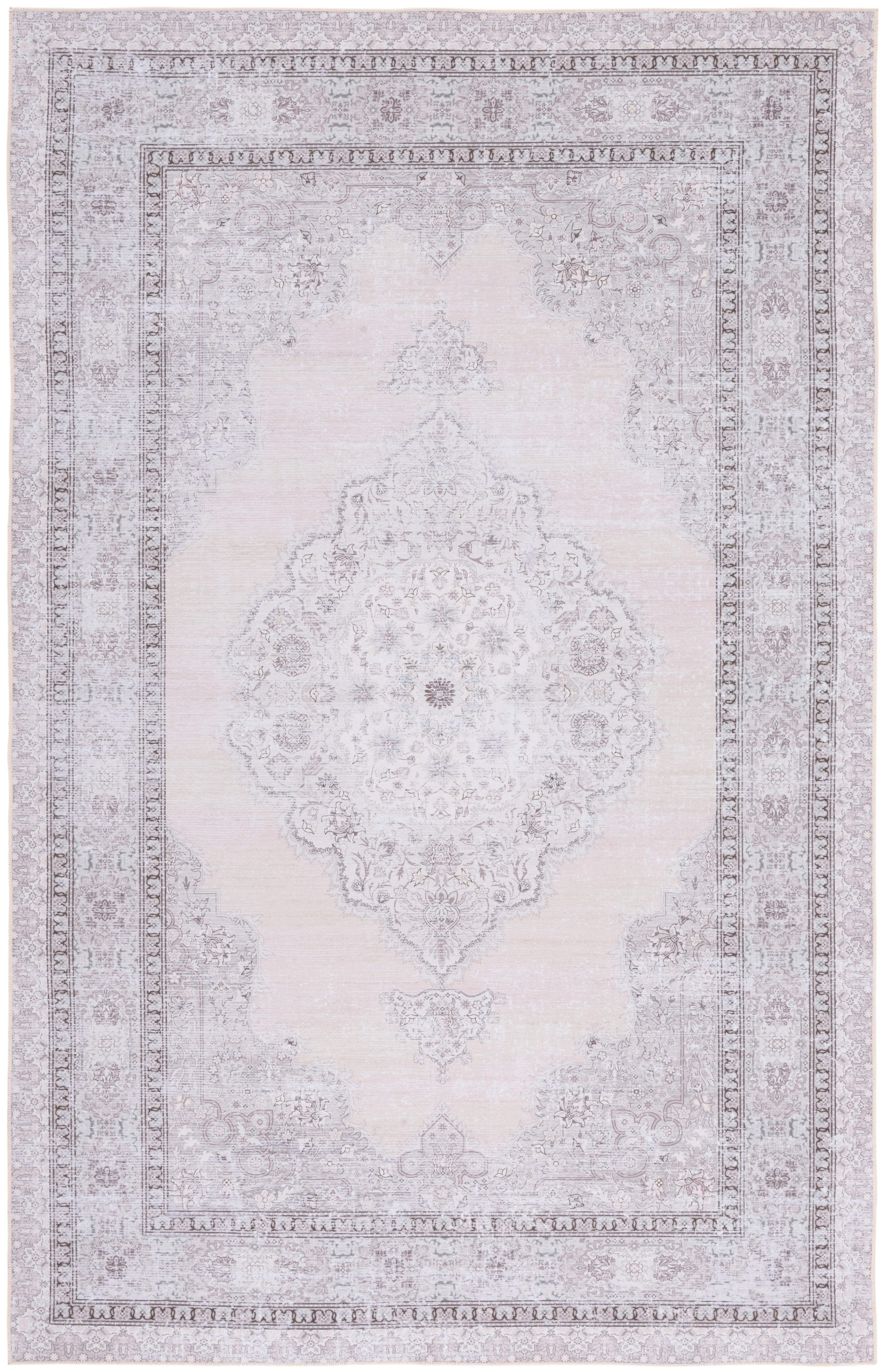 SAFAVIEH Tucson Toby Traditional Machine Washable Area Rug, 4' x 6', Beige/Light Green