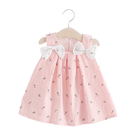 

Chaoren Children Dress Floral Printing Breathable Girls Casual Summer Children Dress for Daily Life