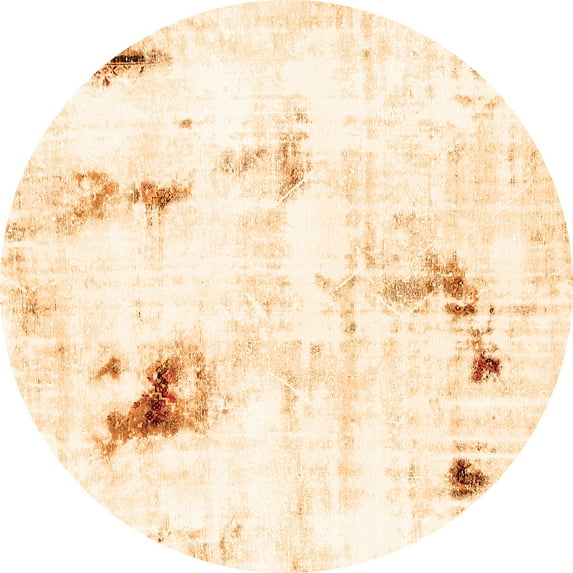 Ahgly Company Indoor Round Abstract Orange Modern Area Rugs, 6' Round