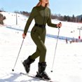 thumbnail image 4 of Lovskoo Womens Fashion Stretchy Bodysuit Long Sleeve Solid Color Slimming Jumpsuit High Neck Yoga One Piece No Belt, 4 of 9