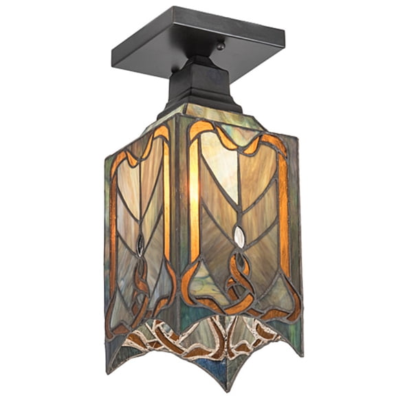 Meyda Tiffany 192693 Cottage Mission 6" Wide Semi-Flush Ceiling Fixture - Brown