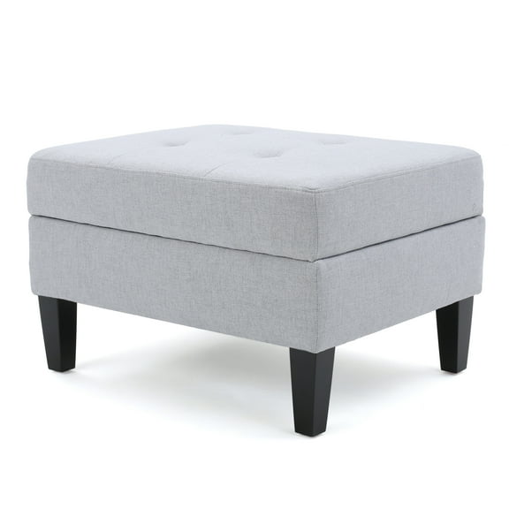 GDF Studio Carolina Fabric Storage Ottoman, Light Grey