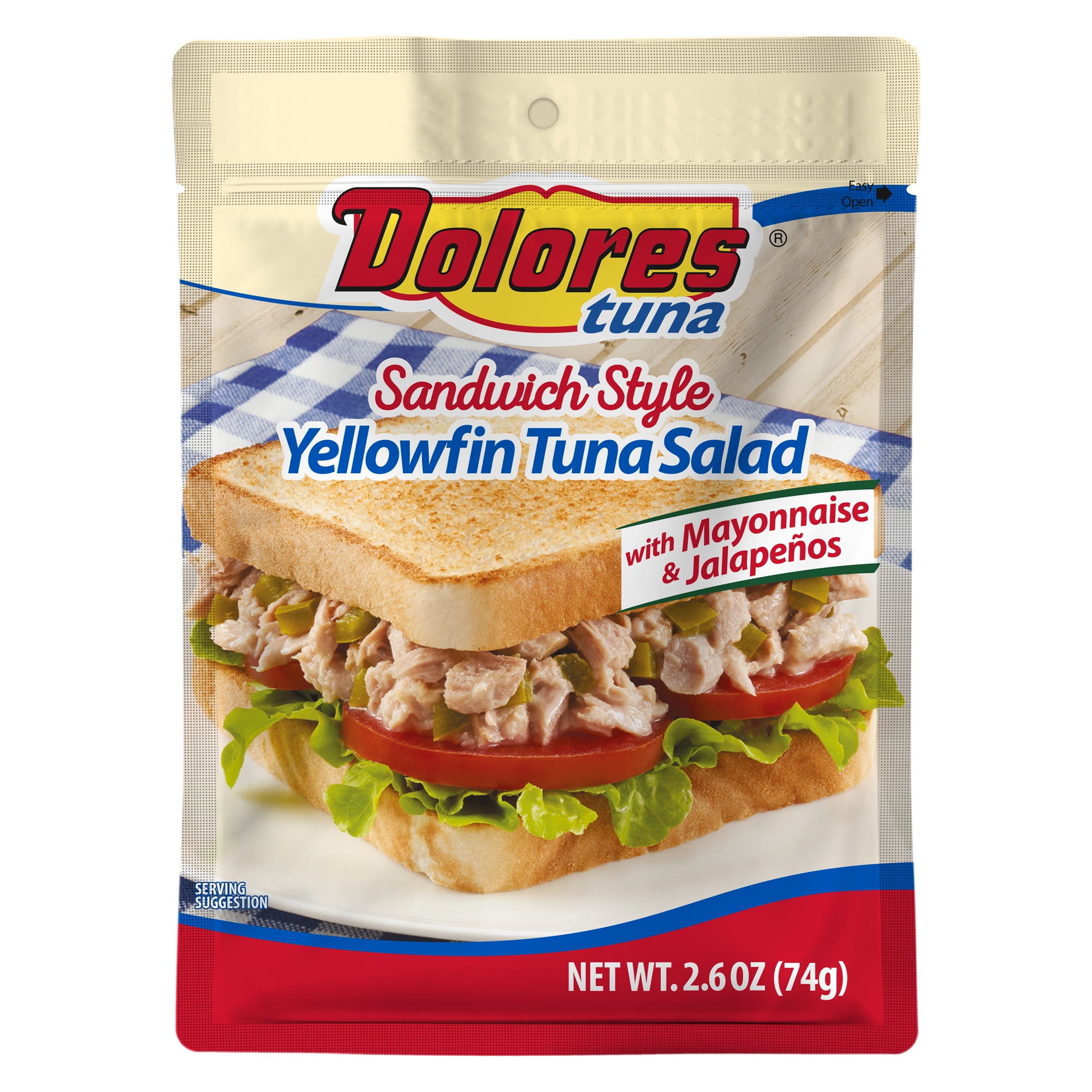 Dolores Yellowfin Sandwich Style Tuna Salad, 13g Protein, 2.6 oz Pouch