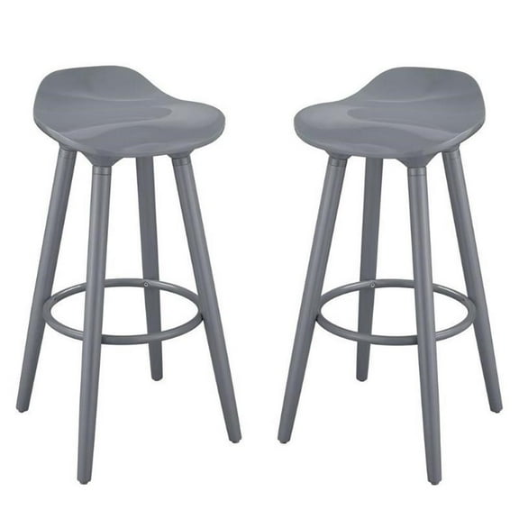 Home Square 2 Piece Caroline Bar Stool Set in Inspiration Grey