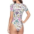 thumbnail image 4 of Gaeub Summer With Flamingo Women'S Short Sleeve One Piece Swimsuit Sexy High-Waisted Bodysuit For Swimming, Beach, Sports - Xx-Large, 4 of 9