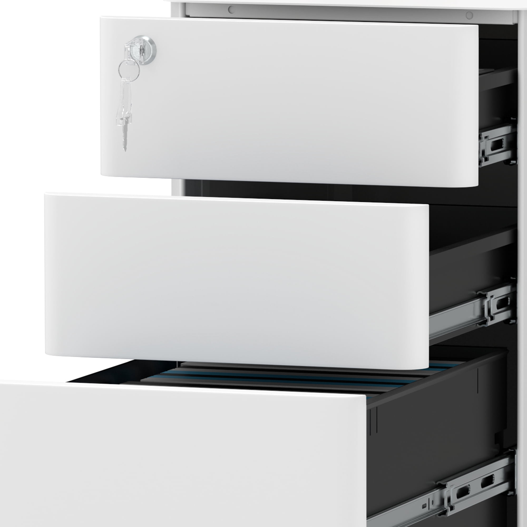 Dextrus 3-Drawer Lockable File Cabinet for A4/Letter/Legal Size Folder, Home Office, Assembled Except Casters (White)