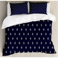 thumbnail image 3 of Indigo Duvet Cover Set, Square Shapes on Dark Blue Backdrop Navy Inspired Pattern Print, Decorative 2 Piece Bedding Set with 1 Pillow Shams, Twin Size, Dark Blue and White, by Ambesonne, 3 of 3