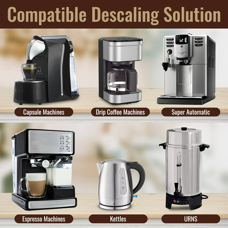 Descaling Solution Coffee Machine Descaler Universal, For Drip Coffee Maker and Keurig Coffee Machines Descaling & Cleaning Solution, Breaks Down Mineral Buildup and Limescale - Pack of 4 - Walmart.com