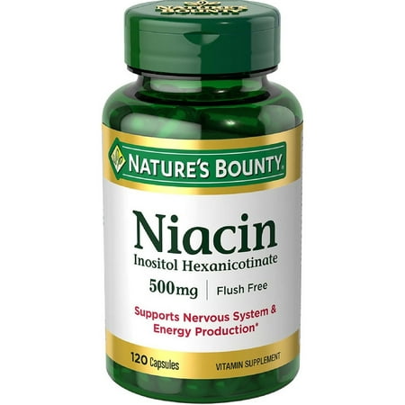 Nature's Bounty Flush-Free Formula Niacin Capsules, 500 Mg, 120