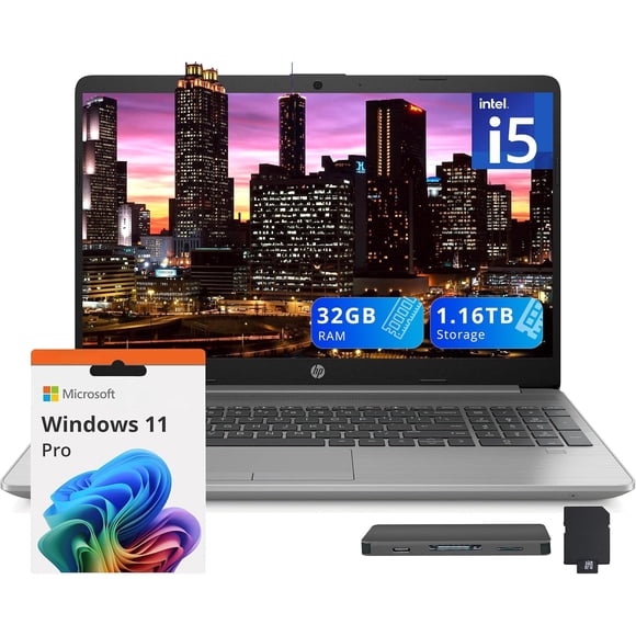 HP 250 G9 15.6" Full HD Anti-Glare Display, Intel Core i5-1335U, 32GB RAM, 1.16TB Storage(1TB SSD + 160GB Docking Station Set), Intel Iris Xe Graphics, Wi-Fi 6, Win 11 Pro, Silver