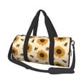 thumbnail image 2 of Xecao Sunflowers And Bee print Round Travel Duffel Bag is a foldable gym bag with an inner pocket, perfect for travel sports, 2 of 8