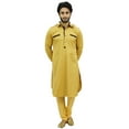 thumbnail image 2 of Atasi Men's Pathani Style Men's Punjabi Shirt Yellow Kurta Pyjama Set-S, 2 of 7