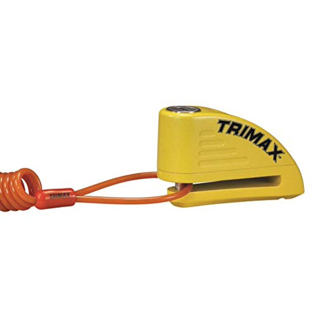 Trimax TAL88YL Verrou de Disque Jaune Alarmé 8MM avec Pochette et Câble de Rappel