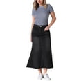 thumbnail image 2 of INSPIRE CHIC Womens Denim High Waisted A-Line Fishtail Long Jean Skirt M Black, 2 of 6