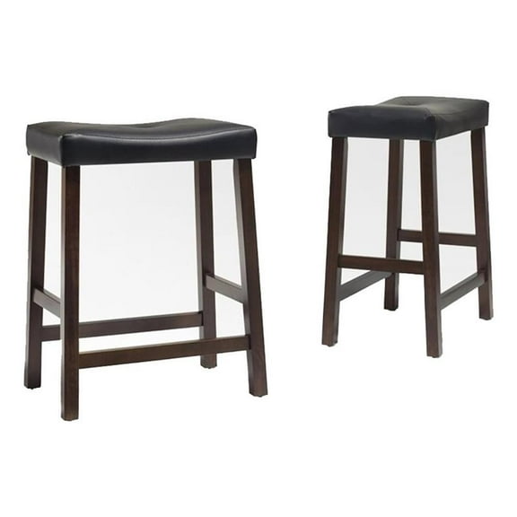 Kingfisher Lane 24" Solid Wood Counter Stool in Mahogany (Set of 2)