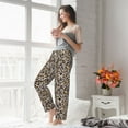 thumbnail image 4 of Uemuo Leopard Pattern Women's Wide Leg Palazzo Lounge Pants with Pockets Light Weight Loose Comfy Casual Pajama Pants-Small, 4 of 9