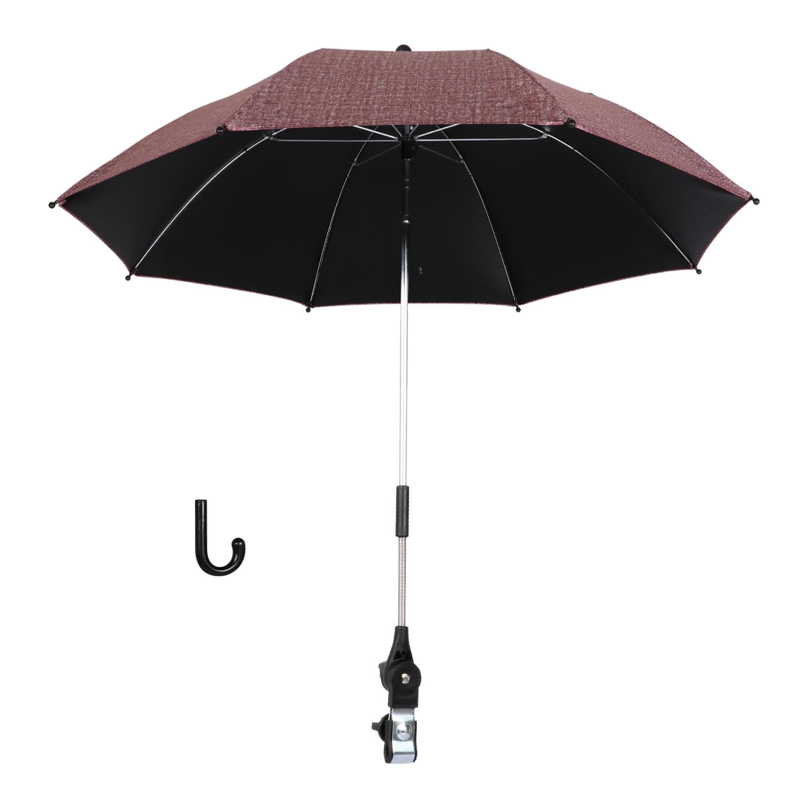 LeeQinersw 33" Baby Pram Umbrella, Stroller Umbrella with Adjustable Fixing Clamp, Sun Cover, Clip on Pushchair Parasol for Pushchair Pram Stroller Bike dark red