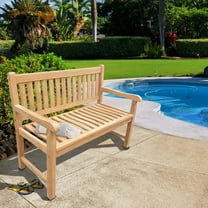 Teak Wood Santiago Outdoor Patio & Garden Bench, 4 Foot