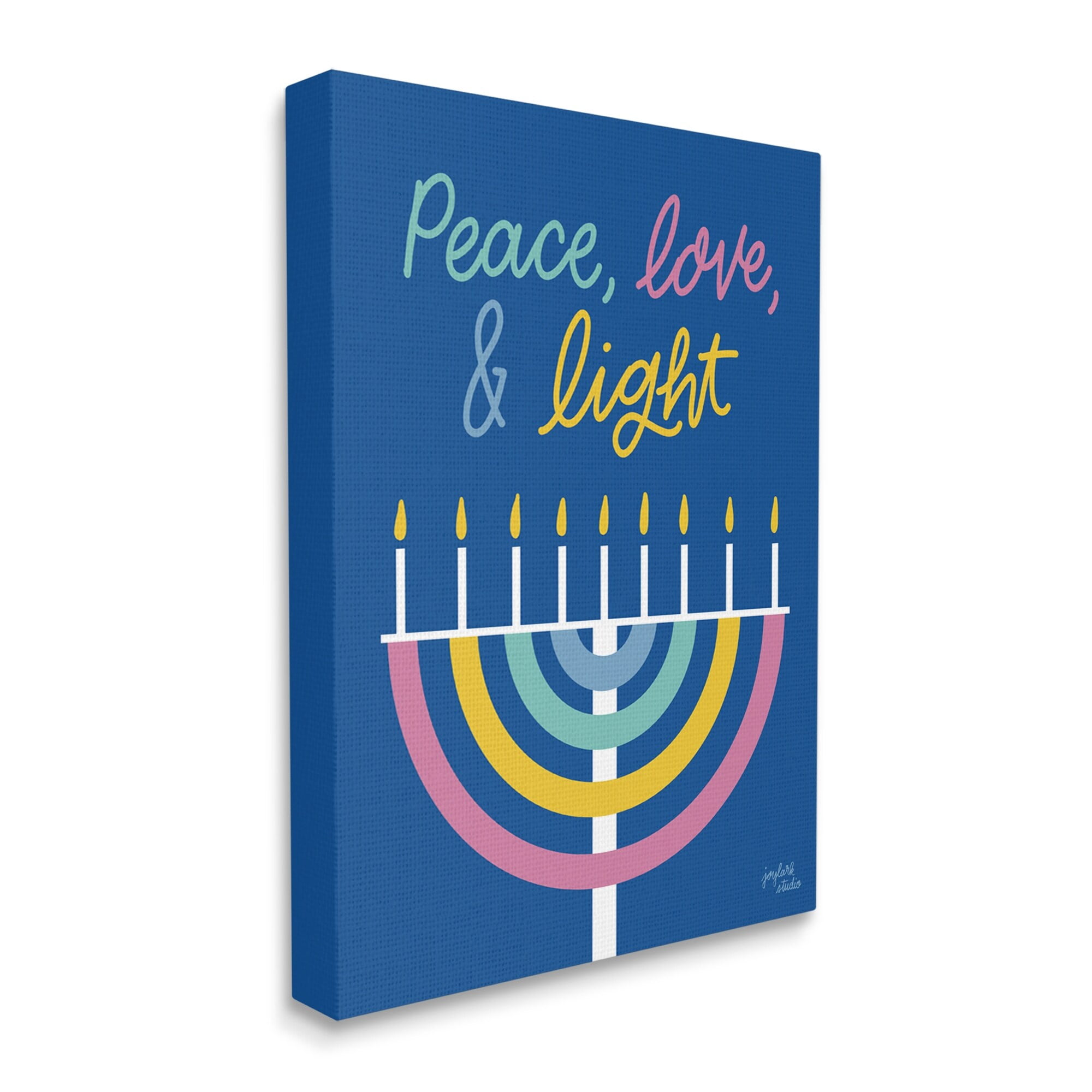 Stupell Industries Peace Love & Light Casual Holiday Hanukkah Menorah Graphic Art Gallery Wrapped Canvas Print Wall Art, Design by Jess Baskin