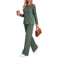 thumbnail image 2 of MOYIKO Two Piece Lounge Sets for Women Casual Lace Pajamas Set Wide Leg Pants Winter Matching 2 Piece Outfits Trendy Clothes, 2 of 7