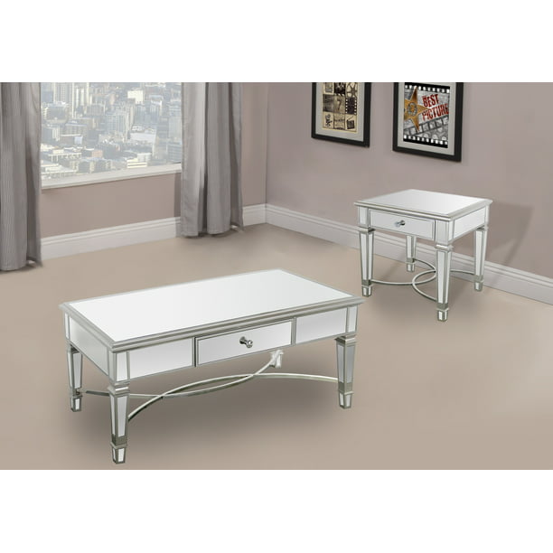 Mirrored Coffee Table Set With Drawer, Mirrored Coffee Table Set With Drawers