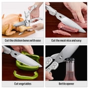 Charext Heavy Duty Poultry Shears - A Must Have Kitchen Shears for Chicken and Meat Cutting - Dishwasher Safe and Stainless Food Kitchen Scissors (Silver)