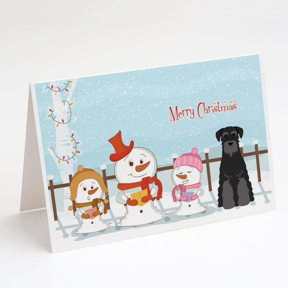 Merry Christmas Carolers Standard Schnauzer Black Greeting Cards and Envelopes Pack of 8