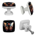 thumbnail image 4 of HemaKayy 4 Pack 1.18" Decorative Cabinet Knobs - Add a Magical Glow to Your Cabinets - Durable & Stylish Drawer Handles - Perfect for Home Decor - Textured Butterfly on Pink Blue Chrysanthemum, 4 of 6