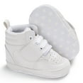 thumbnail image 4 of Yindaity Baby Girls Boys Shoes Toddler First Walker Breathable Mesh Soft Sole High-Top Ankle Sneakers Crib Shoes (White,0-6 Months), 4 of 6