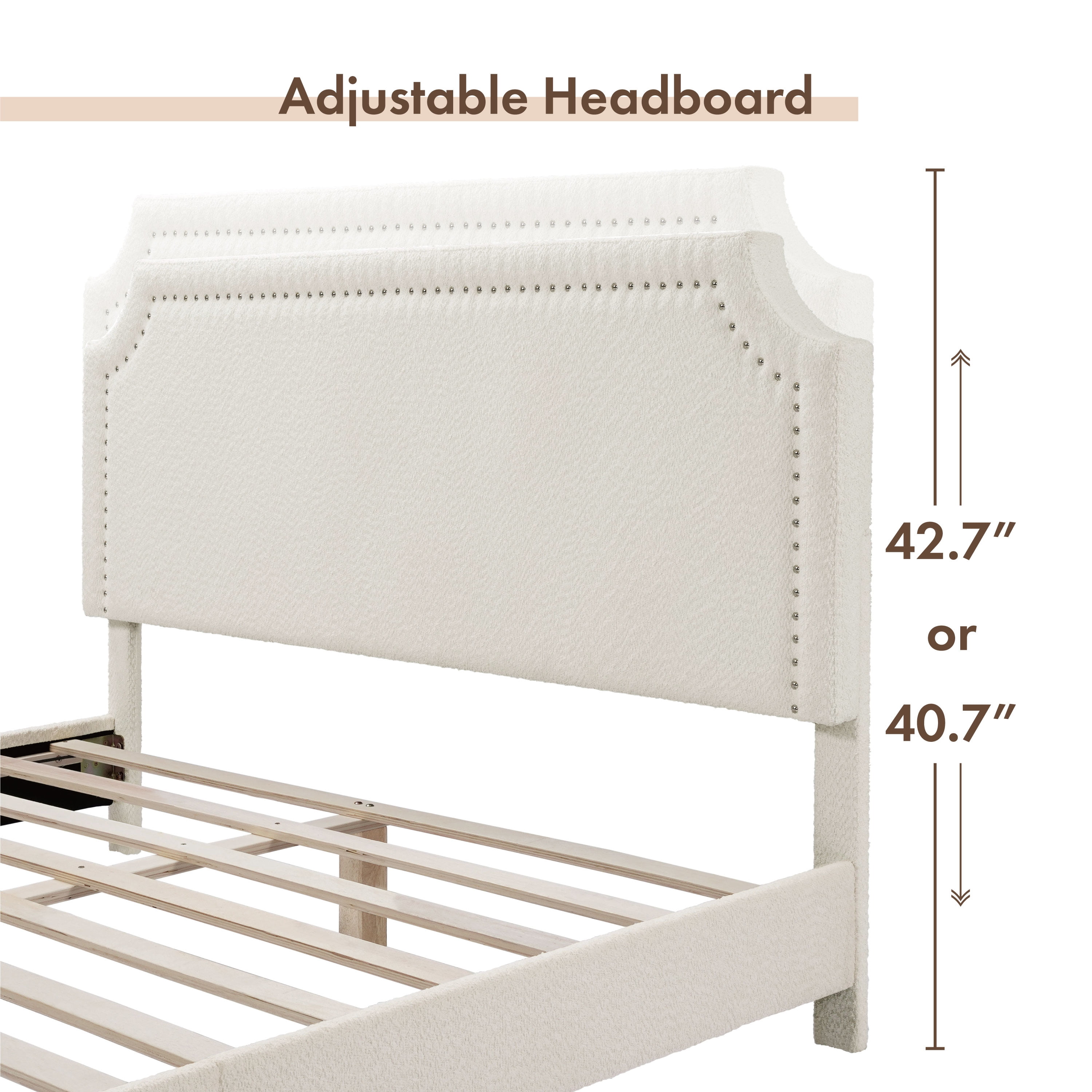 Furniture of America Geneva Upholstered Mattress Ready Boucle Fabric White Queen Bed