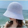 thumbnail image 2 of CoCopeaunts Women Sun Hat Wide Brim Sun Hat for Women Cute Woven Knitted Straw Hat Foldable Bucket Hat Outdoor Holiday Beach Hat, 2 of 3