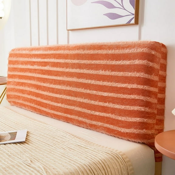 Namzi 1 piece solid color cotton velvet headboard backrest cover, fully wrapped headboard backrest dust cover, soft package headboard cover, 150cm long (orange)