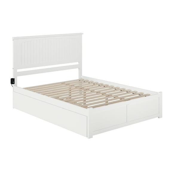 AFI Nantucket Queen Solid Wood Bed with Twin XL Trundle in White