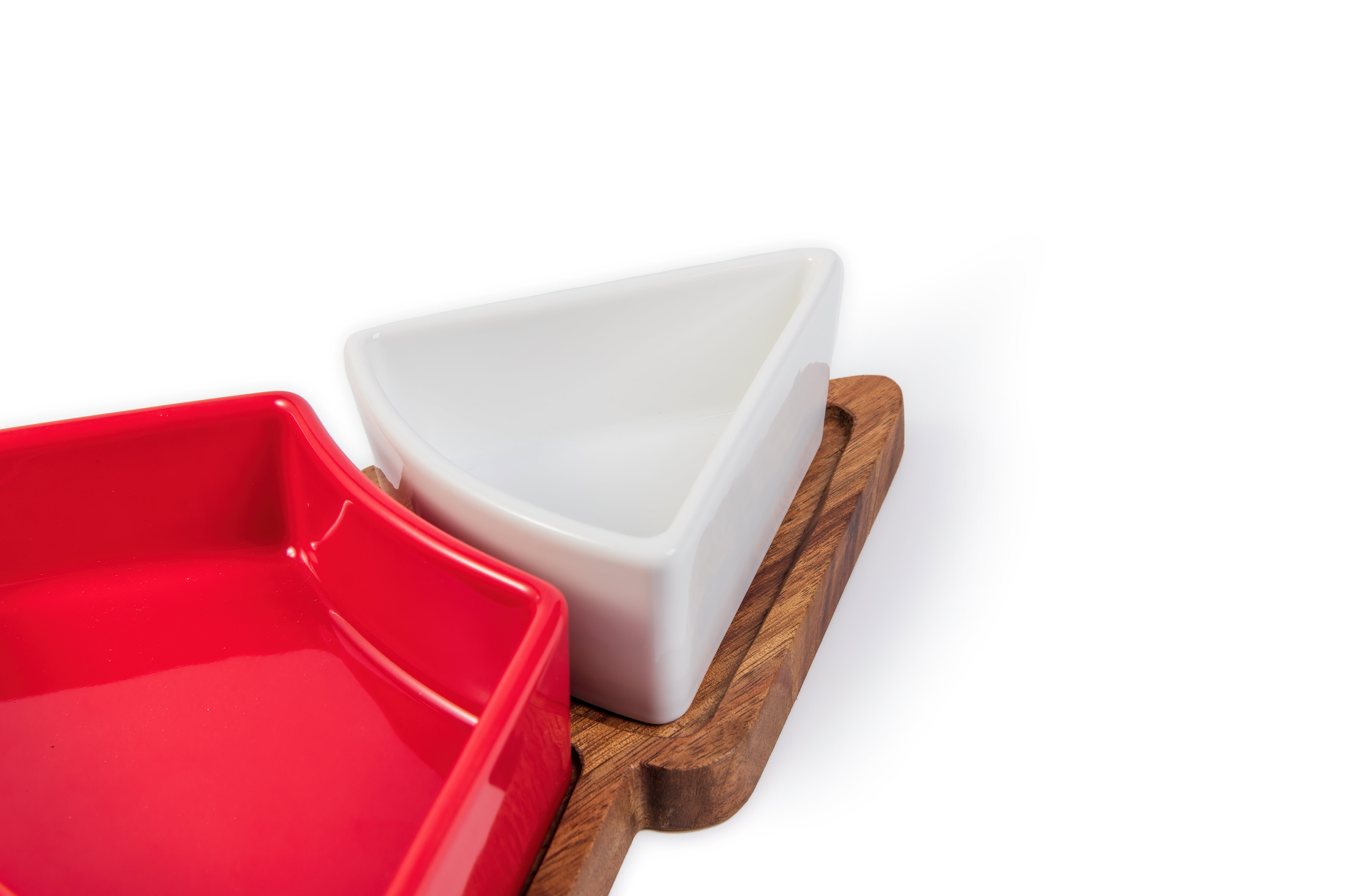 Holiday Time Acacia Wood Christmas Tree Charcuterie Tray with Ceramic Bowls, 12.76 x 10.2 x 2.05 in