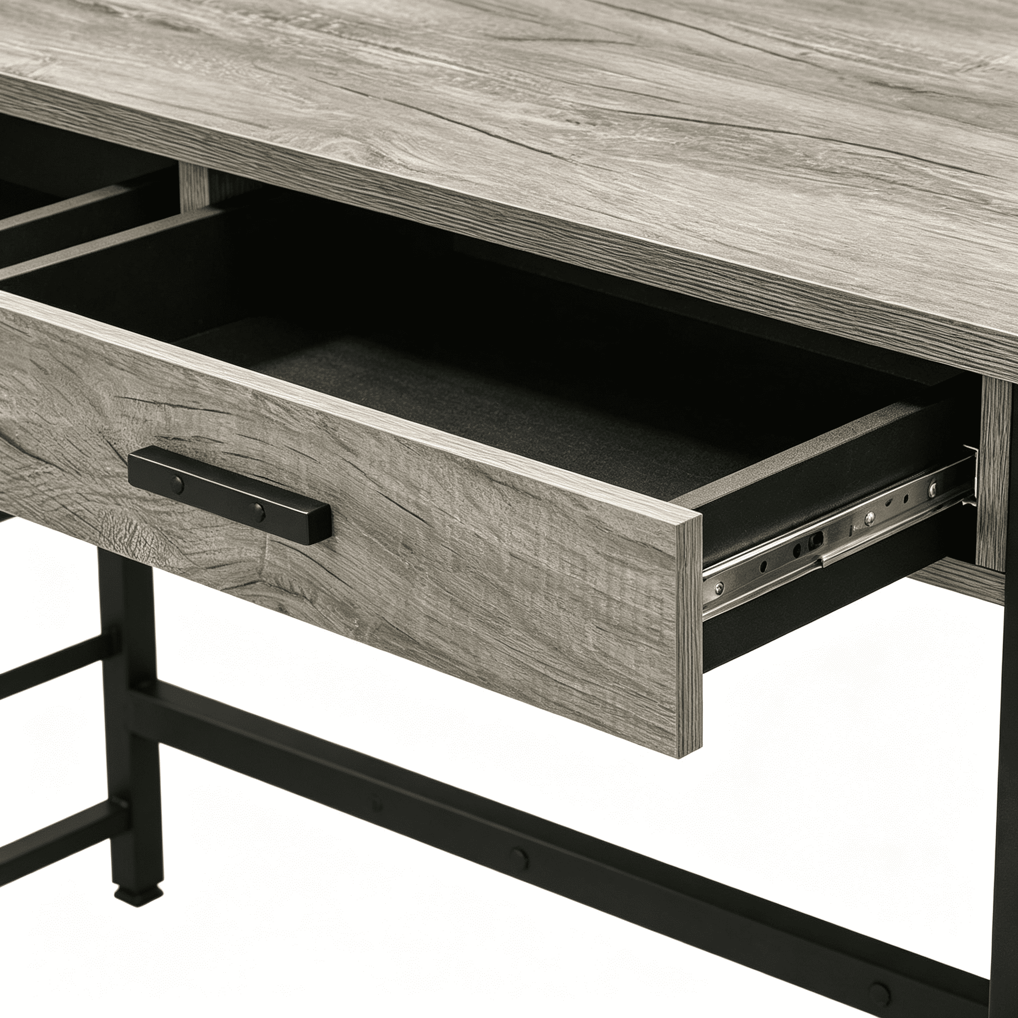 Writing Desk with 2 Drawers and USB Ports, 42 in Home Office Computer Desk, Metal Ladder Base, 30 in Tall