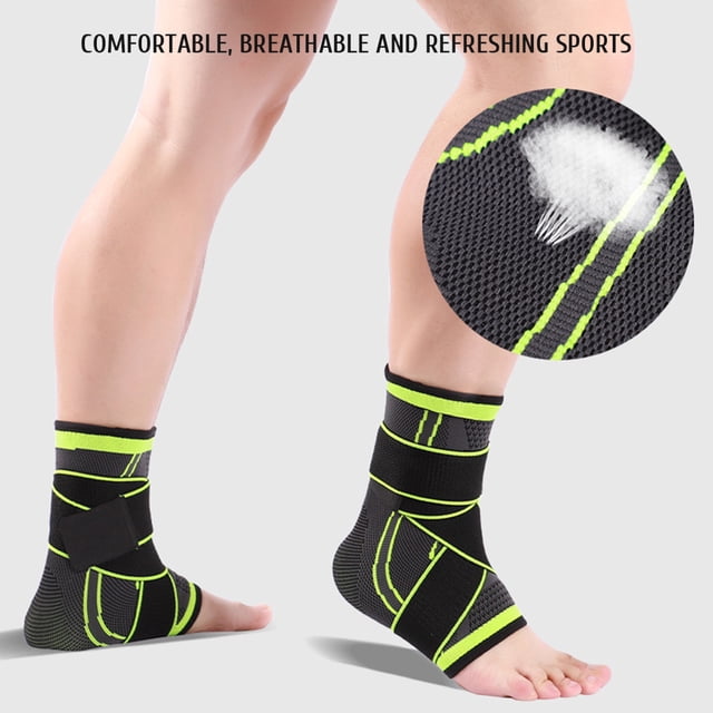 Tobillera de compresión ajustable BuyWeek negro verde S M L XL