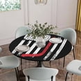 thumbnail image 5 of Vintage U.S. Flag Round Fitted Tablecloth with Elastic Edge Star White Striped Black Background Table Cover Fit for 36"-44" Tables Waterproof Tablecloths for Dinner Camping Picnic, 5 of 9
