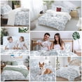 thumbnail image 6 of Light Blue Farmhouse Bedding 3 Piece Duvet Cover Set Queen Size, Retro Botanical Plant Fruit Leaf Soft Microfiber Comforter Cover with Zipper Closure & Pillowcases, FadeResistant Quilt Cover, 6 of 9