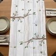 thumbnail image 5 of Yellow Bees Gnomes 108 Inch Table Runner, Spring Floral Branches Wooden Farmhouse Dresser Scarf Cotton & Linen Tablerunner for Dining/Kitchen Island/Holiday Party Décor 13" x 108", 5 of 9