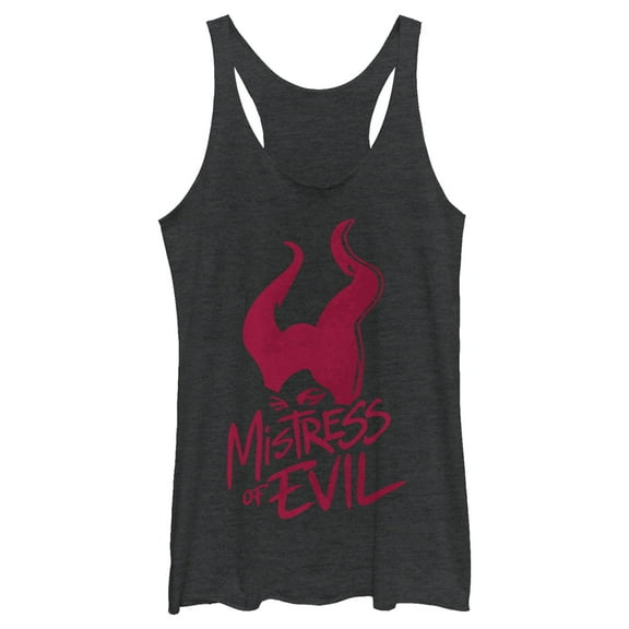 Women's Maleficent: Mistress of All Evil Marker Eyes  Racerback Tank Top Black Heather X Large