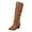 Brown, variant on WEAIXIMIUNG Womens Ankle Boots Wide Width Black Women's Autumn and Winter New Flanging Two Thick Heeled Western Cowboy Style Pleated Pile Leather Boots Show Thin Medium Boots