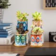 thumbnail image 5 of 4 Sets Boho Plant Pots Succulent Pot Modern Sun Ceramic Flower Planter Pot with Bamboo Tray for Indoor Plants, Aloe, Cactus, Home Office Decor(A), 5 of 6